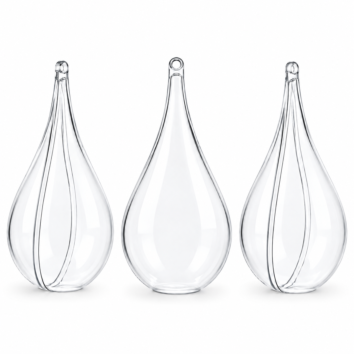 Set of 3 Clear Plastic Waterdrop Ornaments 4.3 Inches (109 mm)