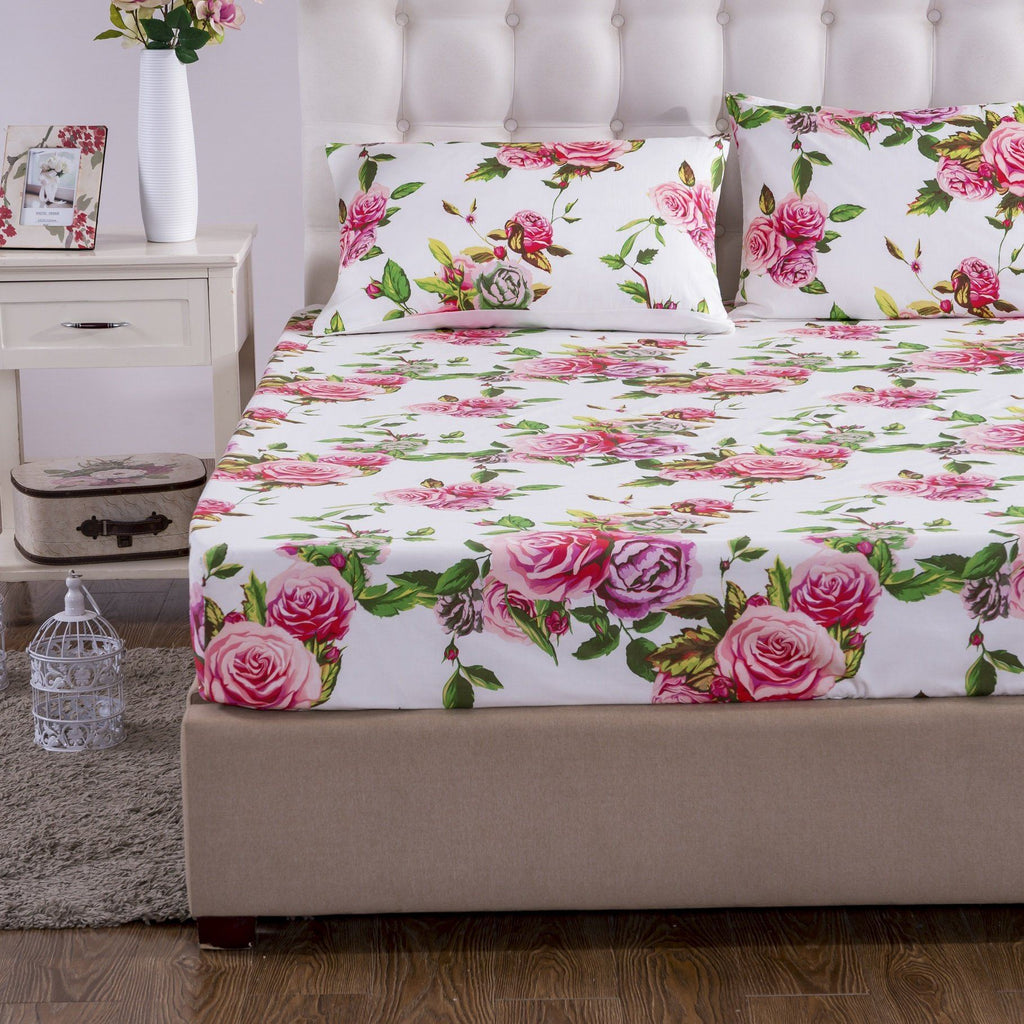 Romantic Fitted Bed Sheet w/ Pillow Cases
