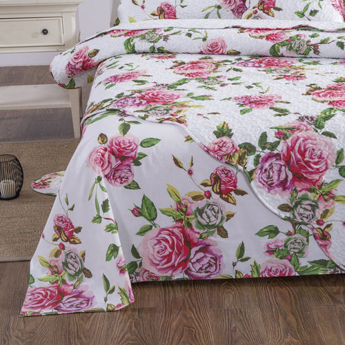 Bedding Romantic Roses Lovely Spring Pink Floral Garden Fitted & Flat Bed Sheet Set w/ Pillow Cases (JHW879)