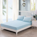 Soothing SeaFoam Sky Blue Cotton Fitted Bed Sheet w/Pillow Cases (JHW604)