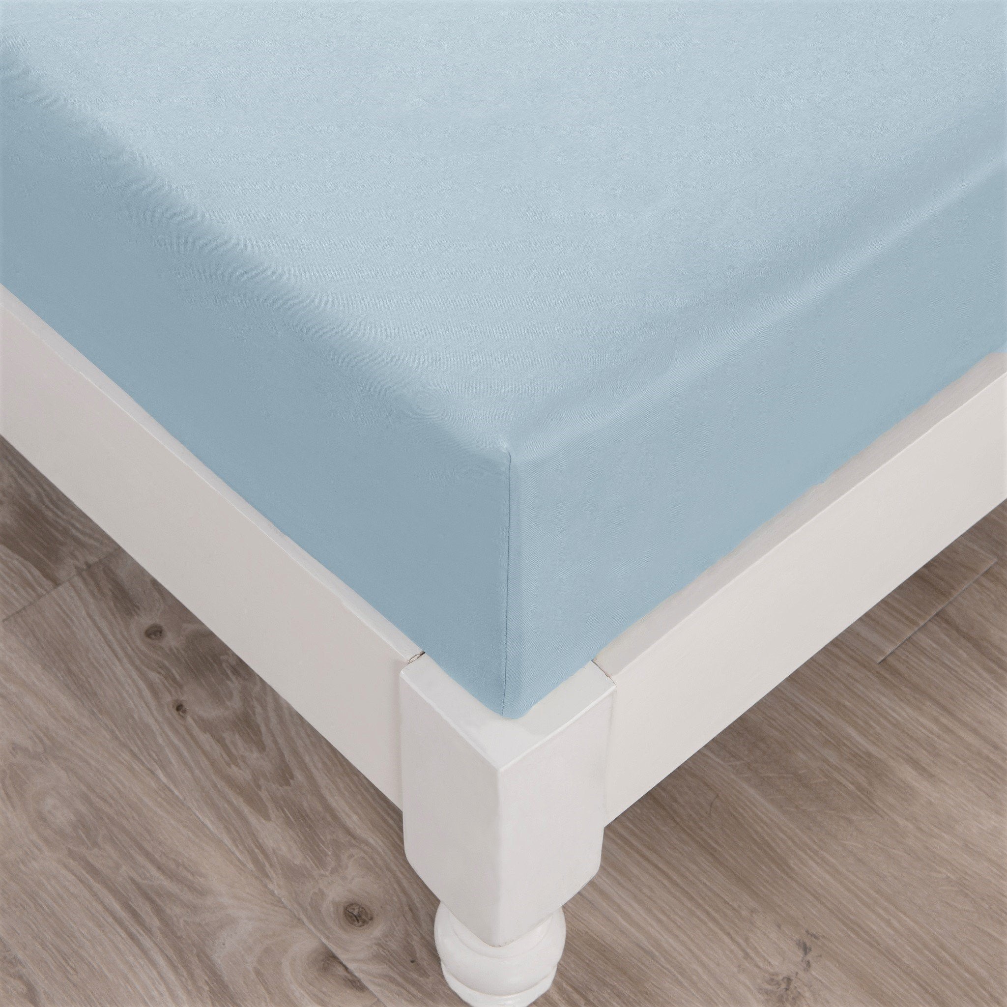 Soothing SeaFoam Sky Blue Cotton Fitted Bed Sheet w/Pillow Cases (JHW604)