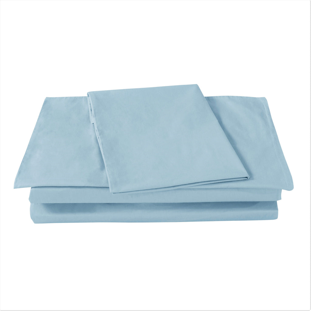Soothing SeaFoam Sky Blue Cotton Fitted Bed Sheet w/Pillow Cases (JHW604)