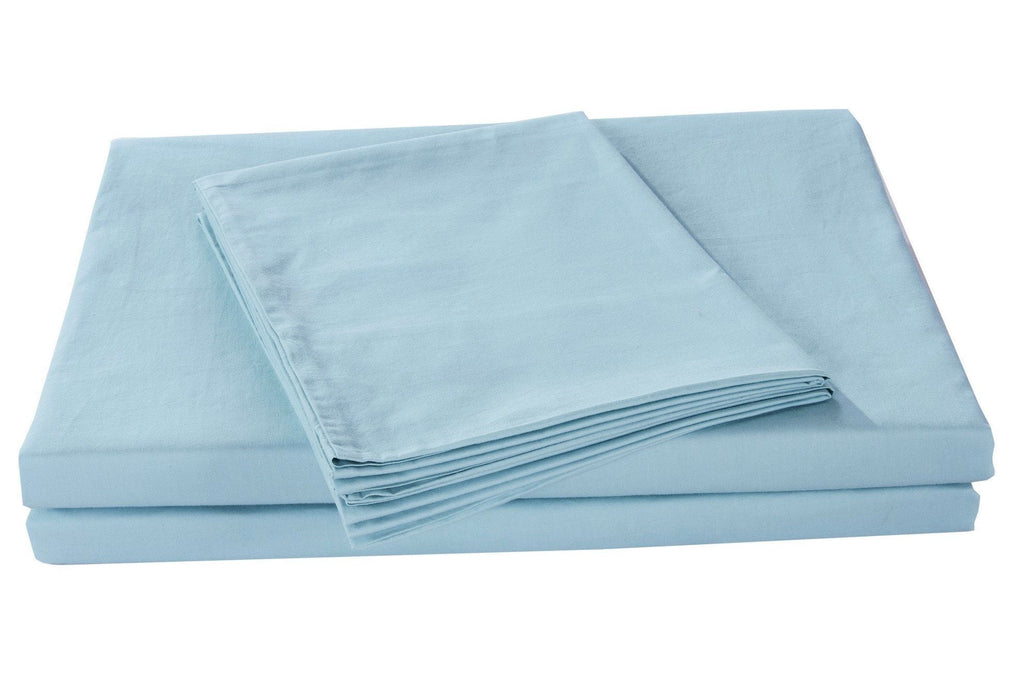 Soothing SeaFoam Sky Blue Cotton Fitted Bed Sheet w/Pillow Cases (JHW604)