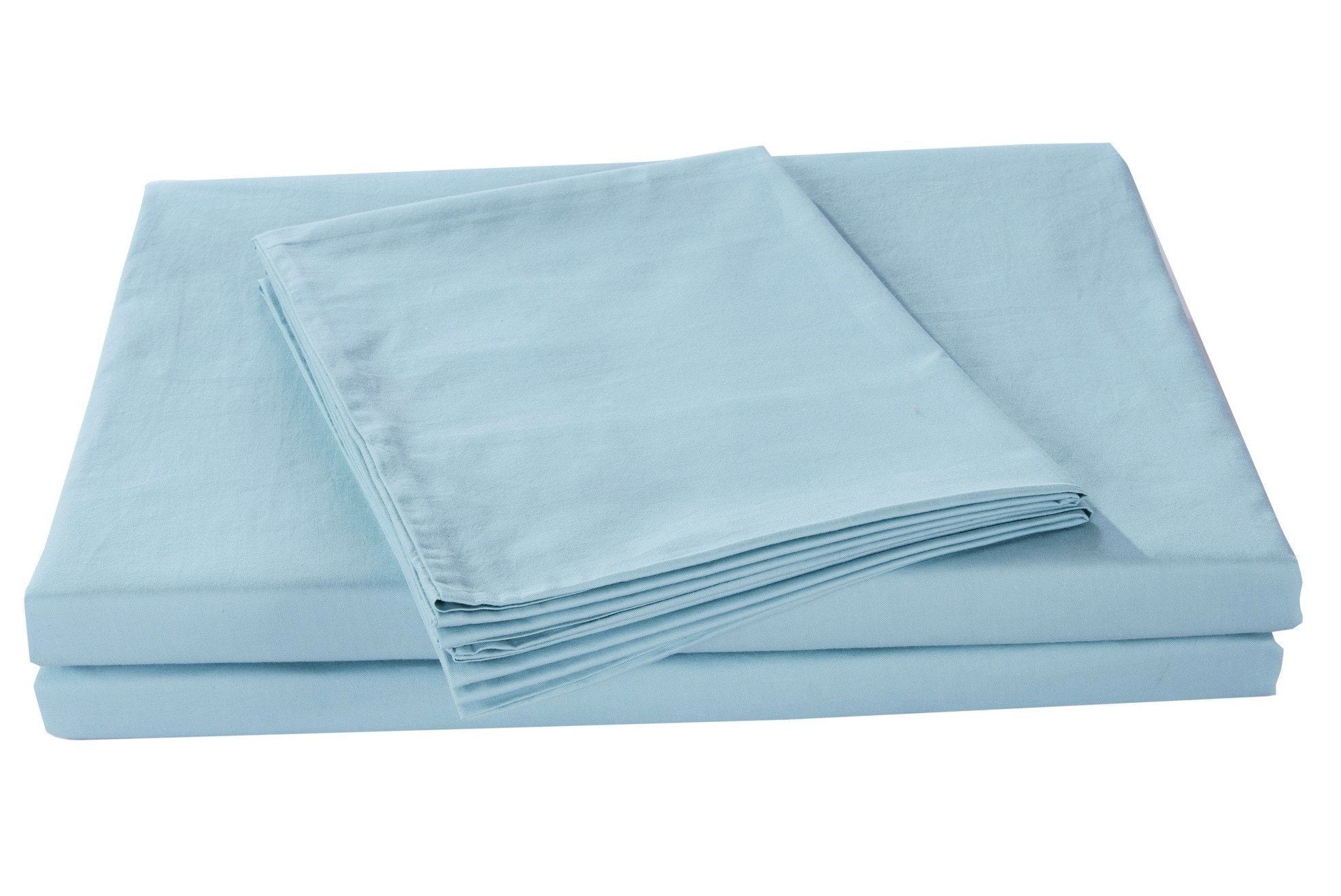 Soothing SeaFoam Sky Blue Cotton Fitted Bed Sheet w/Pillow Cases (JHW604)